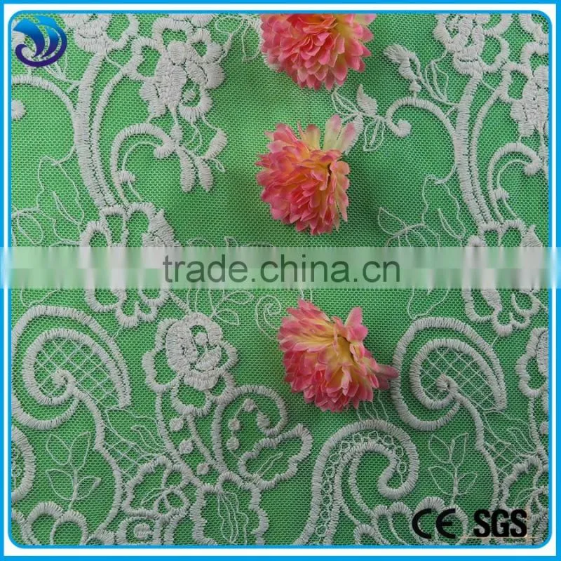 double borders net lace embroidery fabric organza fabrics for wedding dress