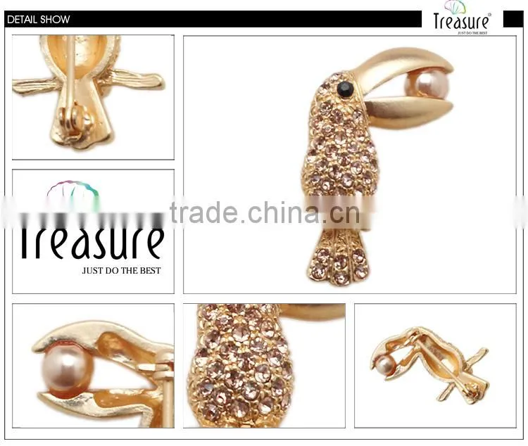 Latest model fashion 2015 new products Parrot fashion rhinestone men's brooch jewelry alibaba China