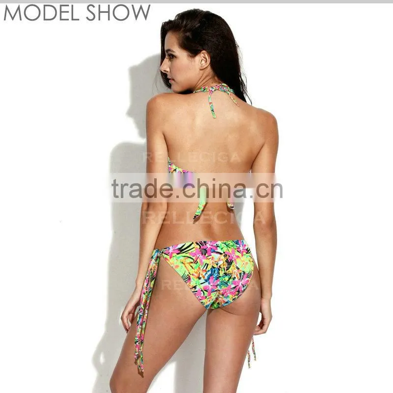 RELLECIGA 2016 Jungle Pattern One-piece Swimsuit with a Trio of Straps at Center Front Opening