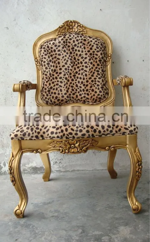 Morden Chair Stocklot chair Solid wood hand carved Leopard Chair,antique style accent chair with fabric cushion