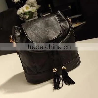 European style fashion backpack cool lady black backpack high quality PU backpack