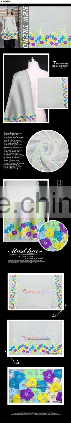 New Arrival 3D Flower Embroidery Fabric for Women Dress Mixed colorful Small floral Pattern organza mesh lace fabric factory