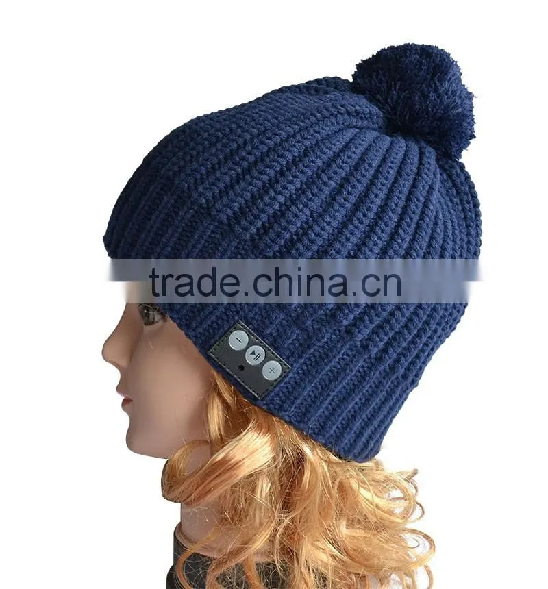 Free Hands Knitted Bluetooth Music Beanie Hat Cap Headset Stereo Speaker & Mic