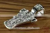Silver 925 Cross Crucifix & Angel. Russian & Greek Orthodox Style. Burnished Silver