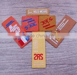 Private embossed yellow logo pu bag shirt label leather