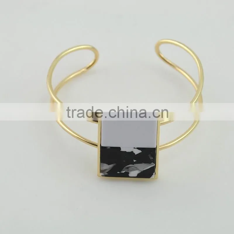 Fashion woman style gold plating multi-ply alloy bracelets bangles with natural stone bracelet