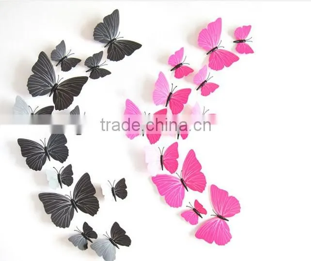 12Pcs 3D Butterfly Sticker Art Design Decal Wall Home Decor Room Decoration