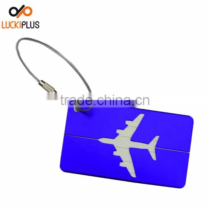 Luckiplus Colorful Aluminum Air Plane Pattern Luggage Tag ID Tag Name Card Holder Yellow