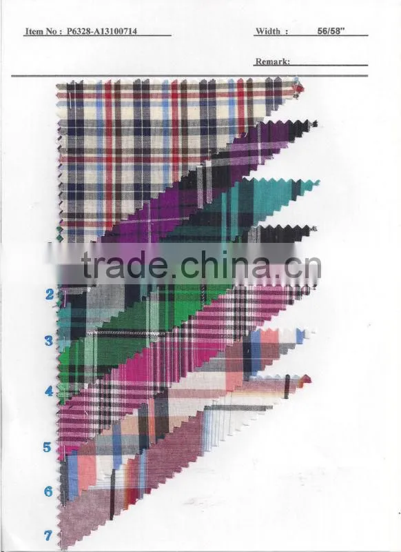 100% Cotton Yarn Dyed Shirting Fabric Textile Stock:P6328-A13100714