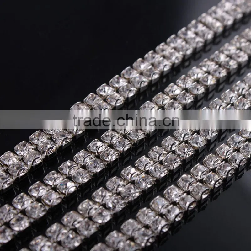Wholesale glass Crystal rhinestone cup chain for girl dress