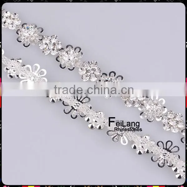 Feilang Rhinestone crystal flower chain for jewelry accessories