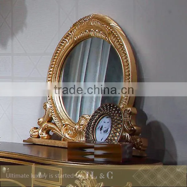 AB03-34 Neoclassic Oval Mirror Dresser Mirror Delicate Sculpture for Luxury Bedroom Sets-JLC Luxury Home Furniture