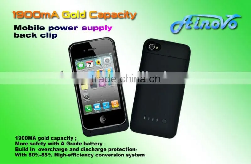 2013 portable back clip power supply,mobile battery charger case for iphone 4
