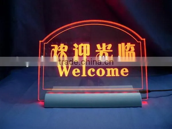Popular promotional led laser engraving acrylic led sign
