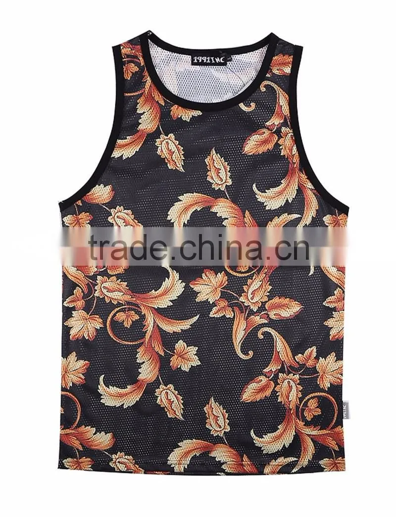 2016 popular 100% cotton logo printed custom mens gym stringer vest