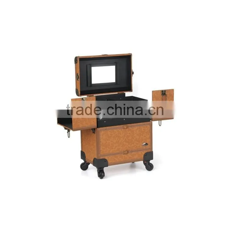 Guangzhou Portable Black Pvc Cosmetic Large Expandable Rolling Makeup Case