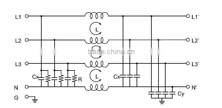 Low Pass High Quality AC line filter,100A 380V three phase