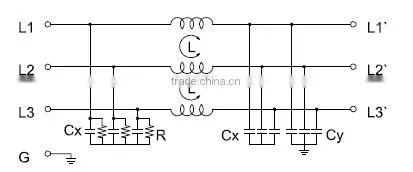 AC 3 phase 3 line Input EMC EMI filter