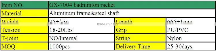 GX-7004 cheap price aluminium&steel custom badminton rackets overgrips/led badminton