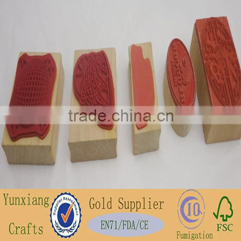 Square Wooden Stamp with Animal Design