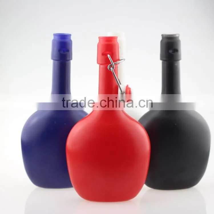 Hot sale good quality print glass bottles frosted alcohol bottles juice wine bottles