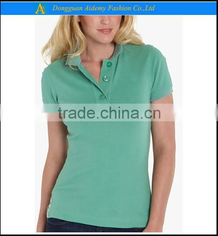 custom 95% cotton 5% spandex fit women polo tshirt
