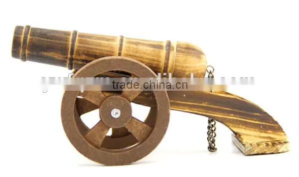 Handmade natural wooden military toy cannon