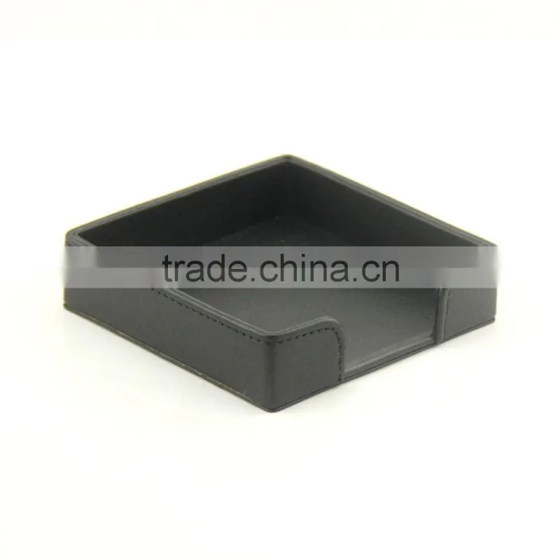 Black square PU leather coaster sets