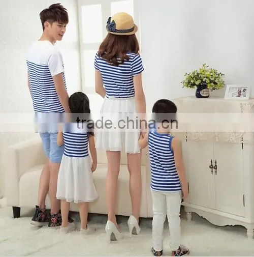 2015 Factory Direct High Quality Family Suit Summer Korean New Style Fashion Family Clothing Set