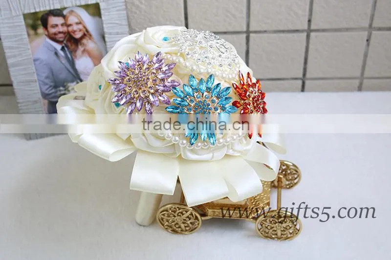 Unique wedding bouquets Large Satin Roses Wedding Bridal Bouquet