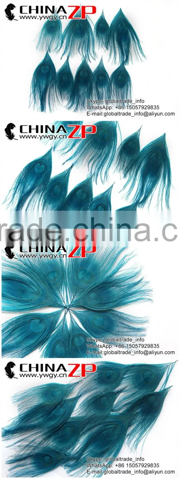 CHINAZP Wholeasale Top Selling Special Colors Dyed Turquoise Trimmed Short Peacock Feathers for Girls