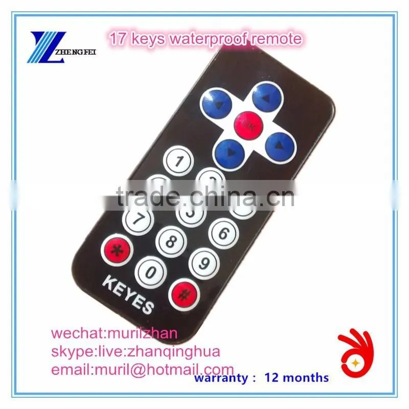 Mini 18 Keys Waterproof IR Remote Control with NECC/RC5 Code for MP3 ,Audio/Video Player