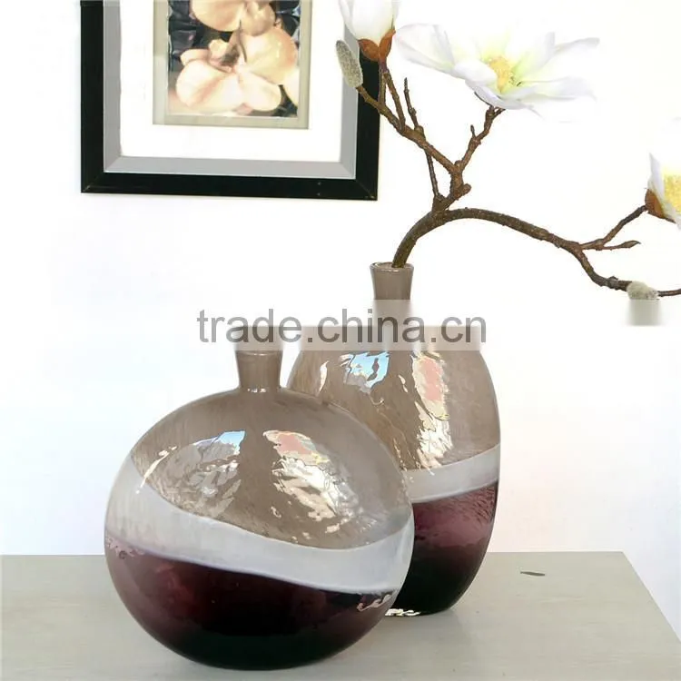 New designed mouth blown purple round arts murano glass vase