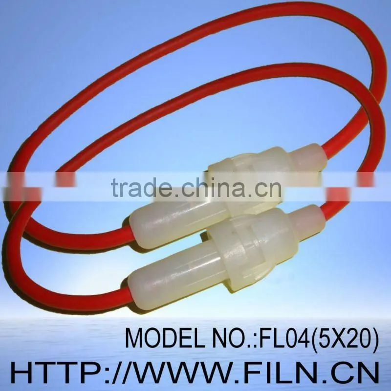 glass tube fuse holder with wire for 5x20 fuse