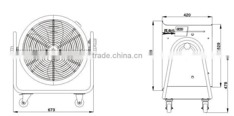 550w New designed single-phase wall mount fans with 1380rpm