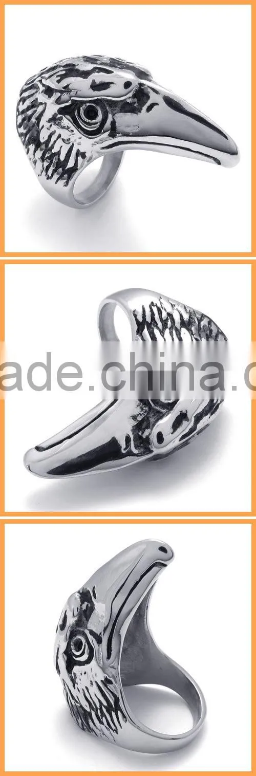 China Wholesale Stainless Steel mens owl ring