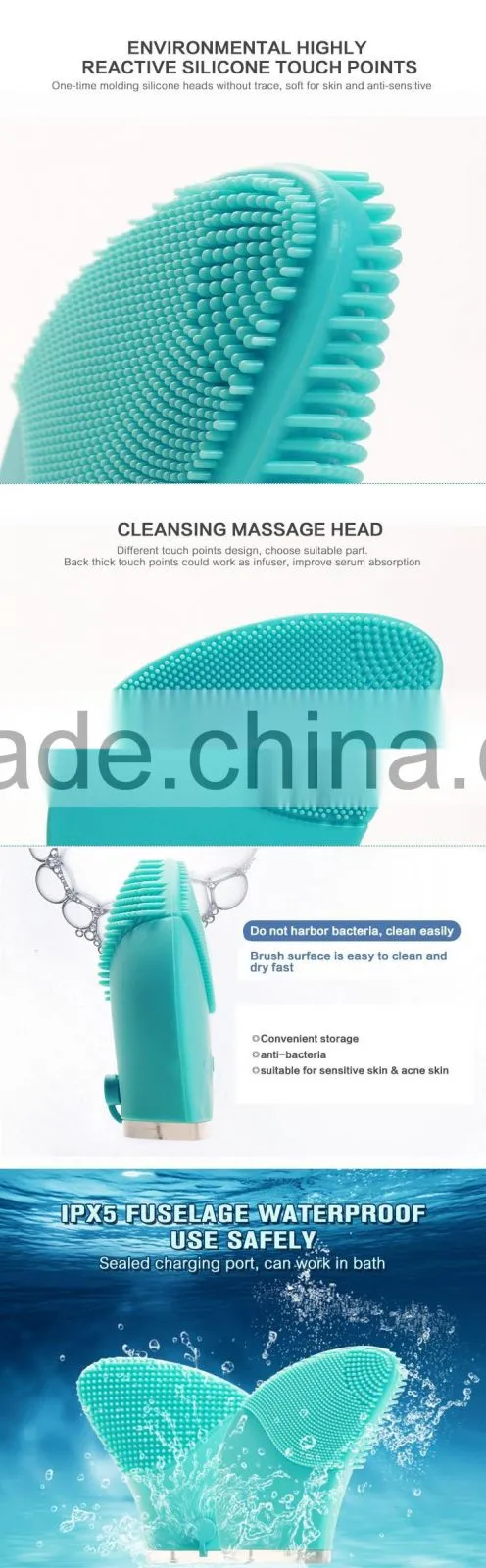 soft silicone vibration face brush cleansing massage brush for all skins