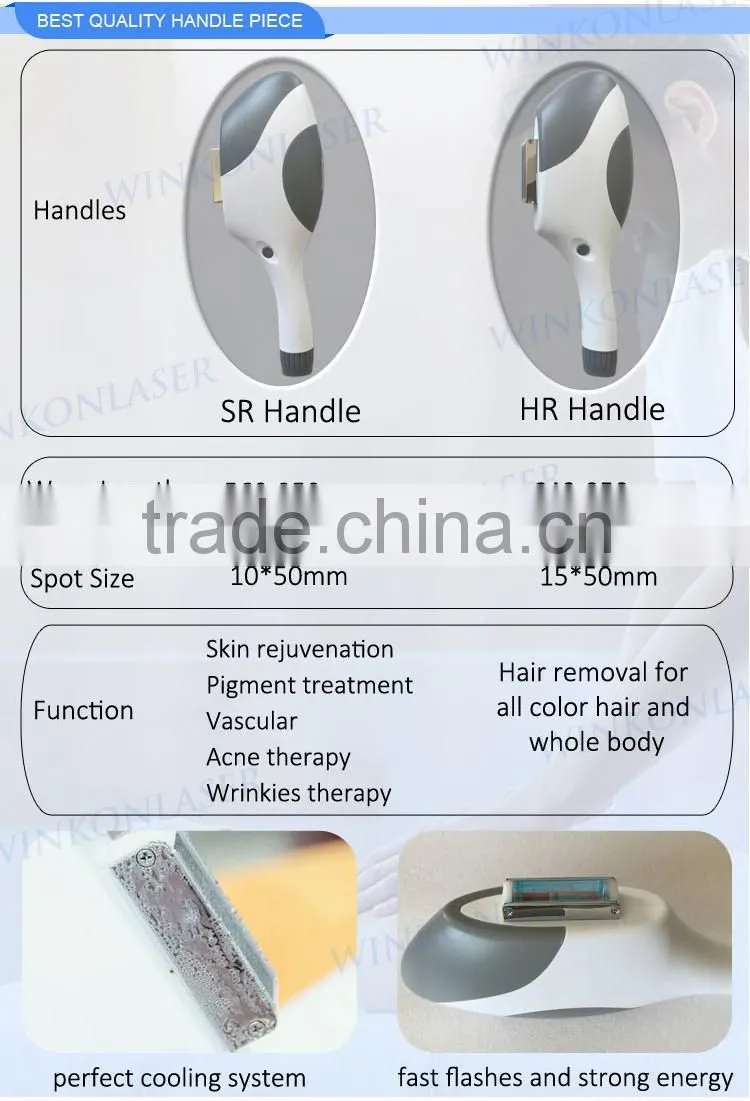 Most popular beauty equipment new style 1-50J/cm2 ipl shr hair removal machine