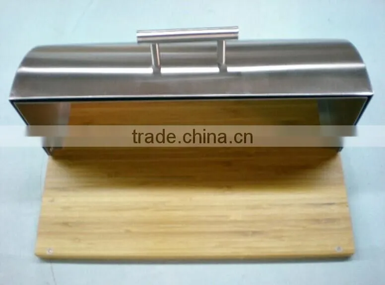 Stainless steel Bread Bin with wooden base
