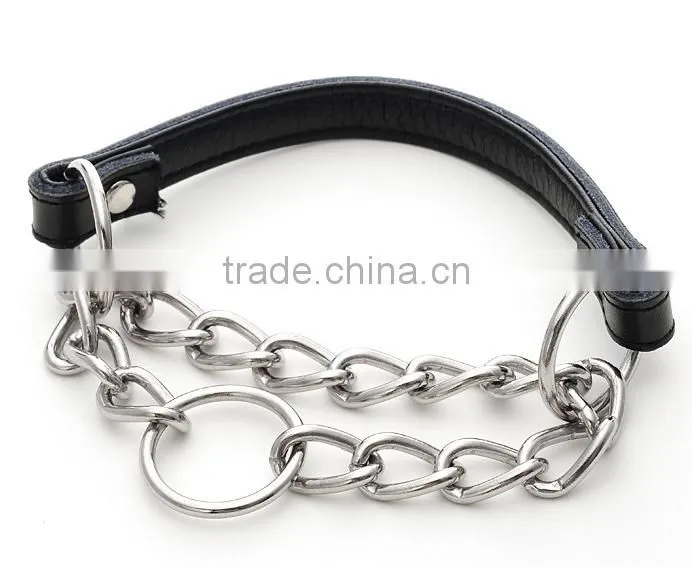 wholesale dog leather chain collar for pets
