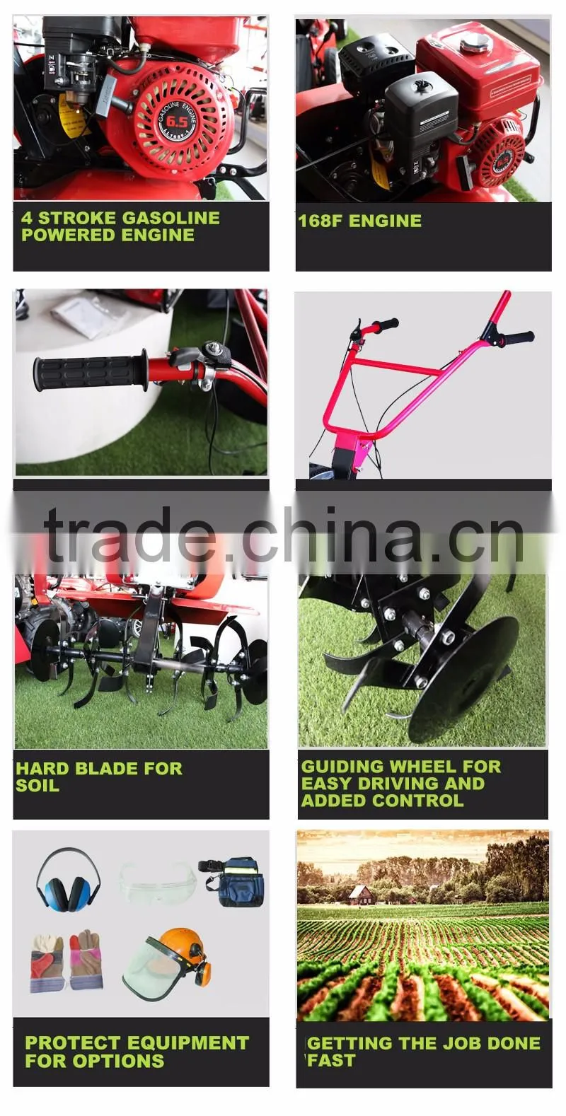 5.5HP Gasoline Power Micro Tractor Rotary Tiller Soil Cultivating Machine