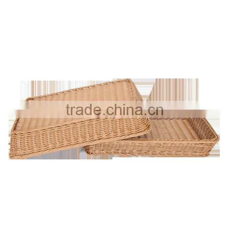 S&D wholesale brown plastic rattan wedding fruit basket decoration