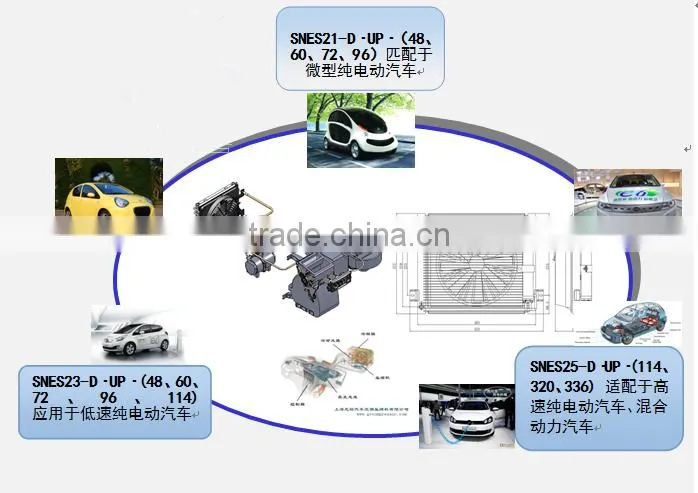 48V, 60V, 72V, 96V, 144V, 220v,320V,336v,384v cooled and heated electrical air conditioner for ev