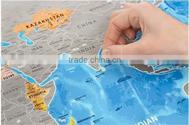 Detailed World Map with Scratch off Stickers Large Size and Tube Packaging AMA-08