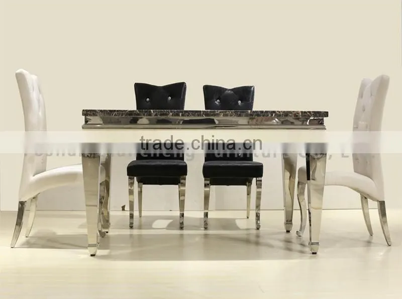 European style black marble dining table for 6 people