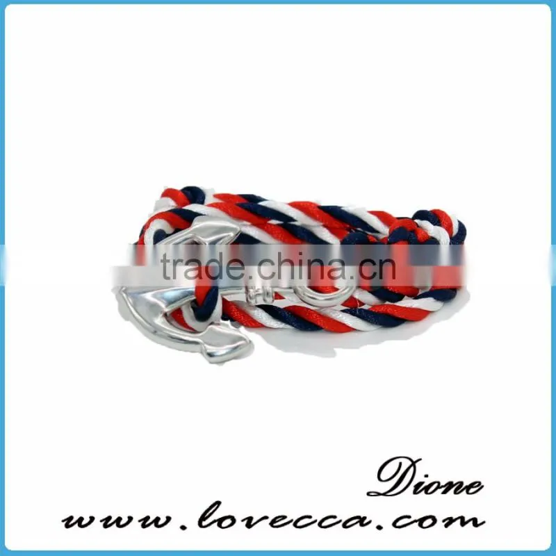 New Arrival Custom Anchor Nautical Hook Cotton Rope Bracelet Anchor Bracelet for Men