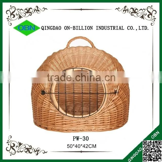 Large handle oval natural wicker dog basket