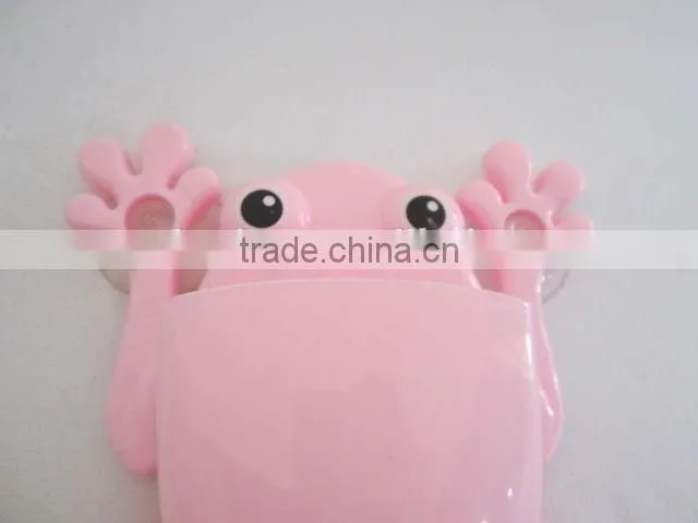 Frog shaped sucker type bathroom storage rack plastic toothbrush holder
