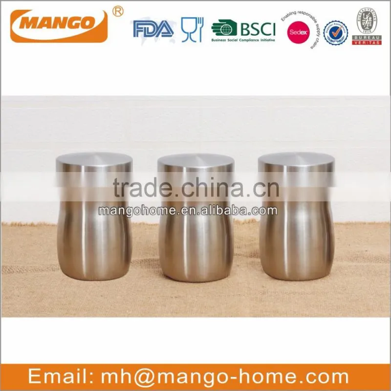 Traditional airtight recycled round stainless steel metal pasta canister