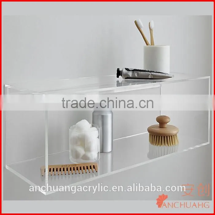 Clear Acrylic Floating Shelf / Wall Mounted Display Organizer, Set of 2